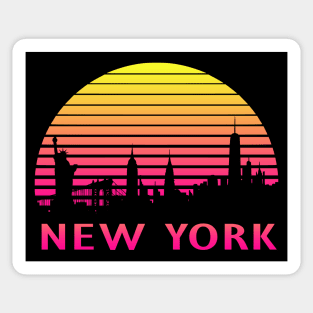 New York 80s Tropical Sunset Sticker